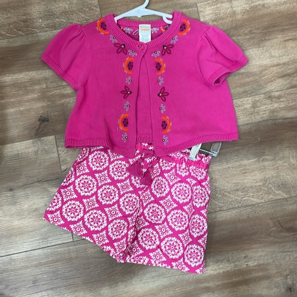 Gymboree outfit shorts and short cardigan fuccia and white - Picture 1 of 9